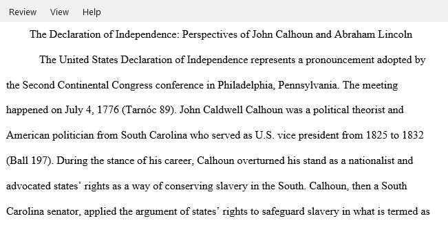 How does Calhoun deconstruct the Declaration of Independence
