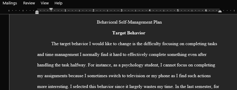 Read the Psychology in Action segment titled Behavioral Self-Management and answer questions