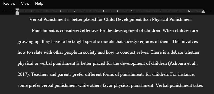 verbal punishment or physical punishment is better for the development of children