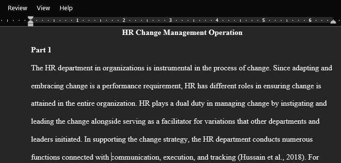 Human Resources Change Management Operation