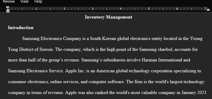 Research two manufacturing or two service companies that manage inventory