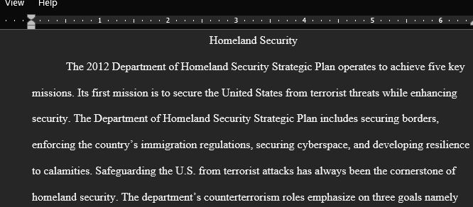 What are the key missions and goals identified in the 2012 Department of Homeland Security Strategic Plan